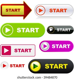 Start button. Vector set for web.