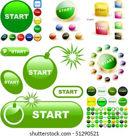 Start button for web. Vector great collection.