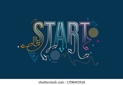Iniciar el diseño de ilustración caligráfica de texto de póster ilustración vectorial Diseño.
