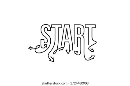 Start Calligraphic Line art Text Poster vector illustration Design.