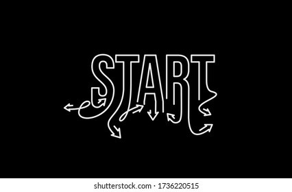 Start Calligraphic Line art Text Poster vector illustration Design.