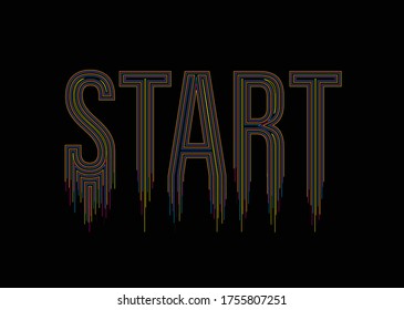 Start Calligraphic Line art Text Poster vector illustration Design.