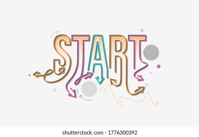Start Calligraphic Line art Text Poster vector illustration Design.