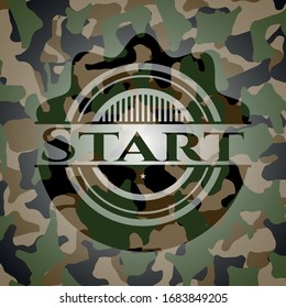 Start camouflaged emblem. Vector Illustration. Detailed.