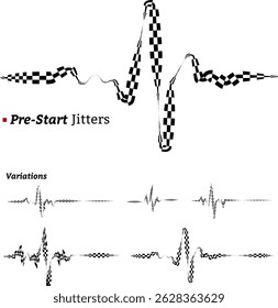 start checkered flag in the form of a heart pulse, on a white background. The concept of running, start. Vector illustration