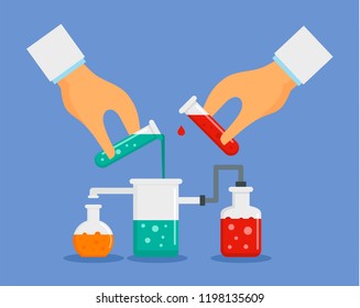 Start chemical experiment concept background. Flat illustration of start chemical experiment vector concept background for web design