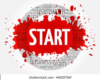 Start circle word cloud, business concept