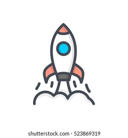 start up Colored Filled Business icon Vector rocket Launch startup