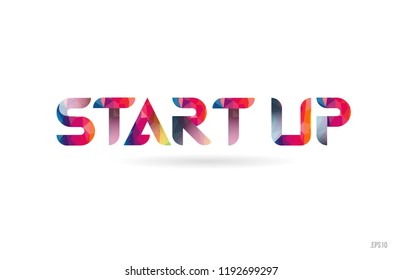 start up colored rainbow word text suitable for card, brochure or typography logo design