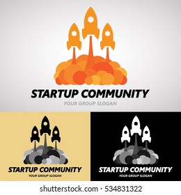 Start up Community Logo Design for New Generation Community Club or Group that has Creative Ideas and Start to do it to Success, etc. Vector Logo Template.