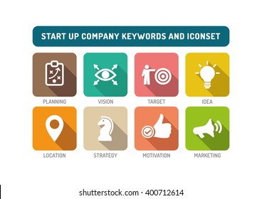 Start up Company Flat Icon Set