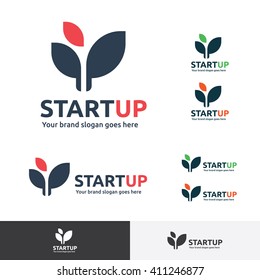 Start Up Company Logo, New Born Plant Symbol.