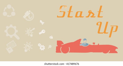 Start Up Concept Composition.Typographic poster.