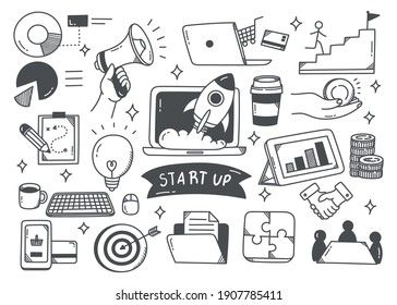 Start up concept doodle set