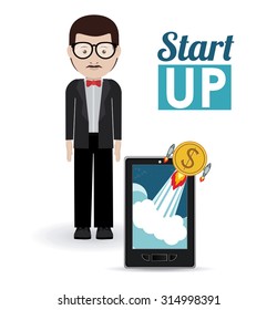 Start up concept: Entrepreneur icon design, vector illustration eps 10