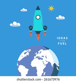 Start up concept: ideas is your fuel. Color vector illustration.