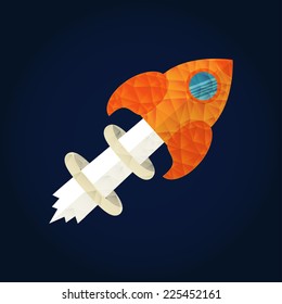 Start up concept for new business, ideas, innovation and development. Rocket in flat design vector illustration