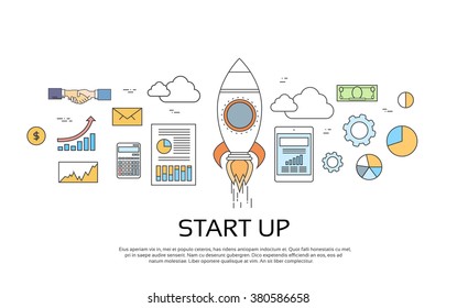 Start Up Concept New Business Plan Vector Illustration