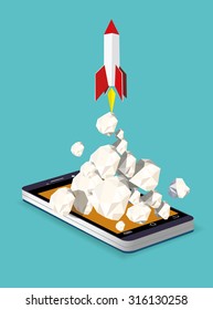 Start up concept. Project development. Vector low polygon illustration.