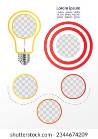 Start create solutions infographic chart design element set. Prototyping. Abstract vector symbols for infochart with blank copy spaces. Instructional graphics kit. Arial, Segoe UI Emoji fonts used