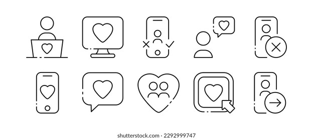 Start dating. Line icon, black, dating app. Vector icons
