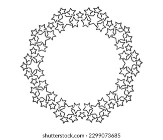 Start decoration frame in vector. Stars abstract round border. Circle starry award.