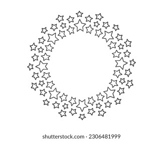 Iniciar marco de decoración en vector. Las estrellas abstraen el borde redondo. Premio Circle Starry.