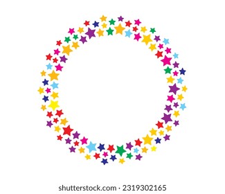 Iniciar marco de decoración en vector. Las estrellas abstraen el borde redondo. Premio Circle Starry.