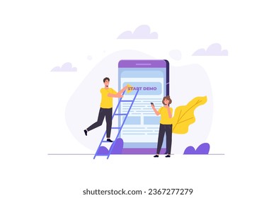Start demo concept. Vector illustrations for banner, website, landing page, flyer.