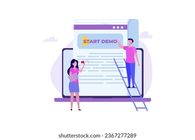 Start demo concept. Vector illustrations for banner, website, landing page, flyer.