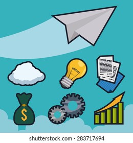 Start up design over blue background, vector illustration.