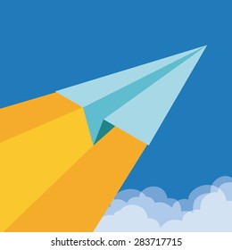 Start up design over cloudscape background, vector illustration.