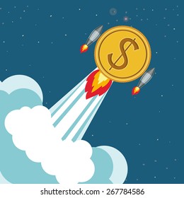 Start up design over sky background, vector illustration