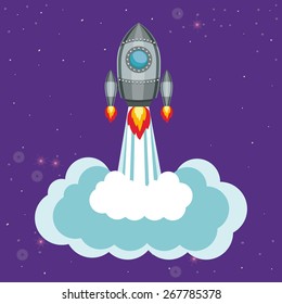 Start up design over sky background, vector illustration