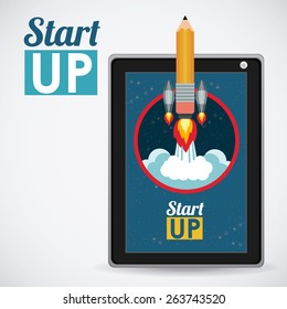 Start up design over white background, vector illustration