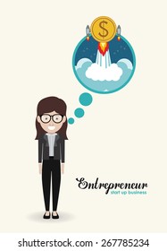 Start up design over white background, vector illustration