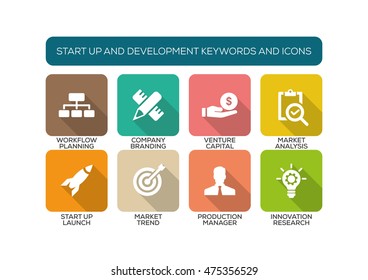 Start up and Development Flat Icon Set