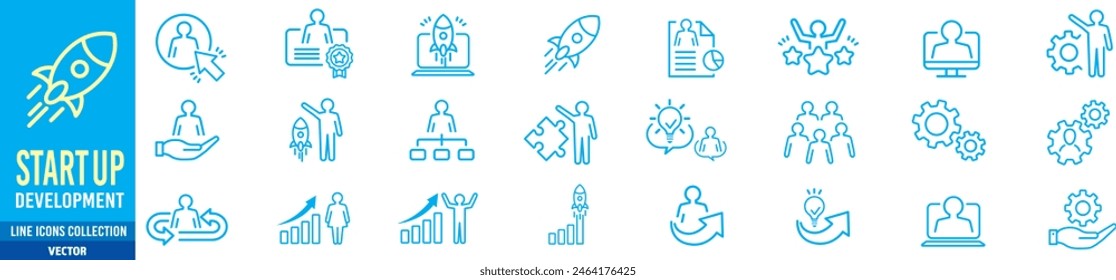 Start up and Development icons set collection illustration vector