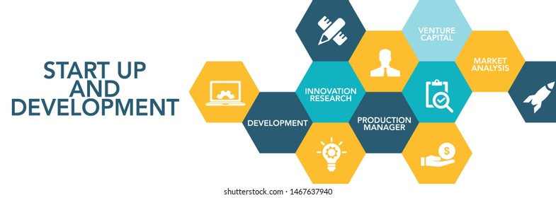 START UP AND DEVELOPMENT AND ILLUSTRATION ICON CONCEPT