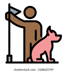 Start dog training icon. Outline start dog training vector icon color flat isolated