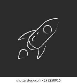 Start up drawn hand drawn in chalk on a blackboard vector white icon on a black background