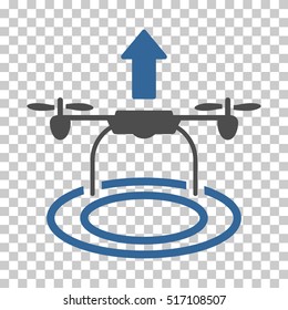 Start Drone EPS vector icon. Illustration style is flat iconic bicolor cobalt and gray symbol.