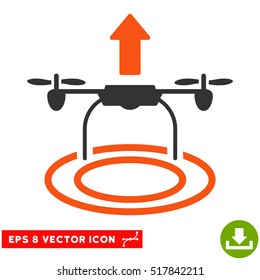 Start Drone EPS vector icon. Illustration style is flat iconic bicolor orange and gray symbol on white background.