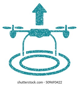 Start Drone grainy textured icon for overlay watermark stamps. Flat symbol with dust texture. Dotted vector soft blue ink rubber seal stamp with grunge design on a white background.