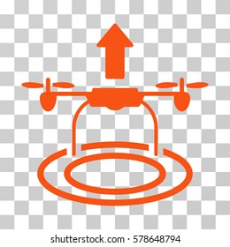 Start Drone icon. Vector illustration style is flat iconic symbol, orange color, transparent background. Designed for web and software interfaces.