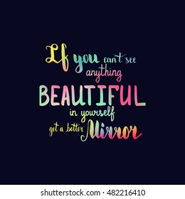 Start each day with a grateful heart. Illustration with hand-lettering inspiration and motivation quote. Colorful text on dark background.
