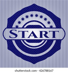 Start emblem with denim high quality background