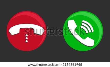 Start and end call buttons for phone