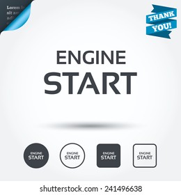 Start engine sign icon. Power button. Circle and square buttons. Flat design set. Thank you ribbon. Vector