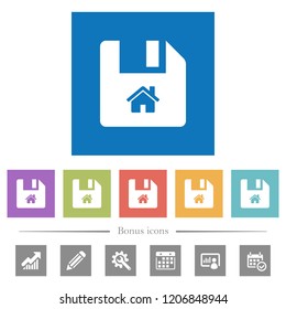 Start file flat white icons in square backgrounds. 6 bonus icons included.